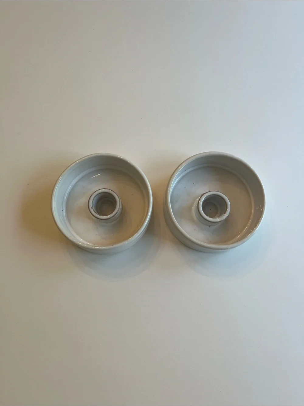 World Market White Ceramic Candle Holders - Set of 2